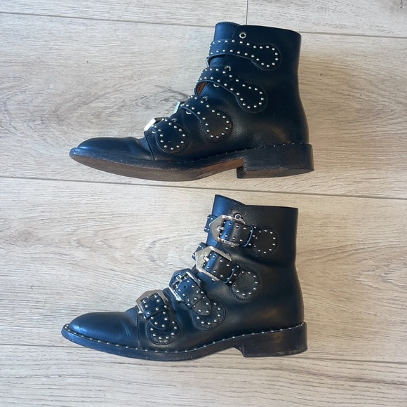 Givenchy Elegant Studded Leather Ankle Combat Boots - Picture 12 of 17